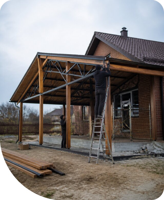 Пристройка навеса к дому и участку в Елизове под ключ